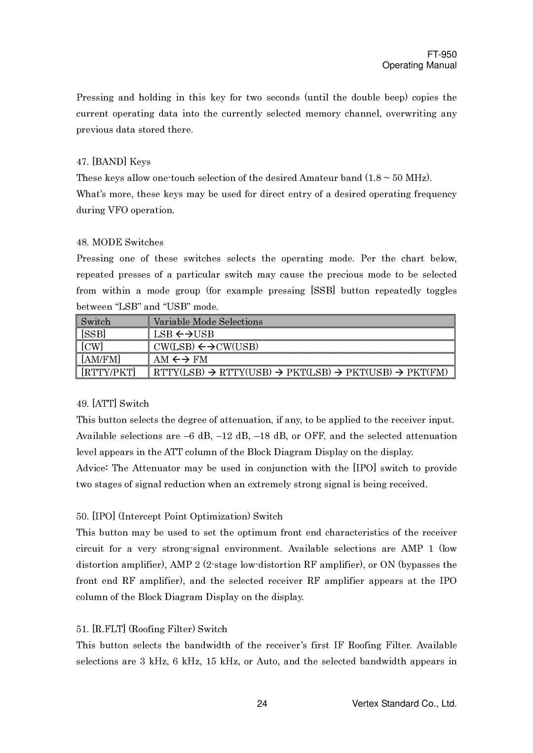 Vertex Standard manual FT-950 Operating Manual 