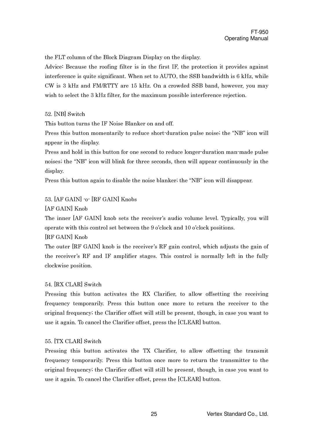 Vertex Standard manual FT-950 Operating Manual 