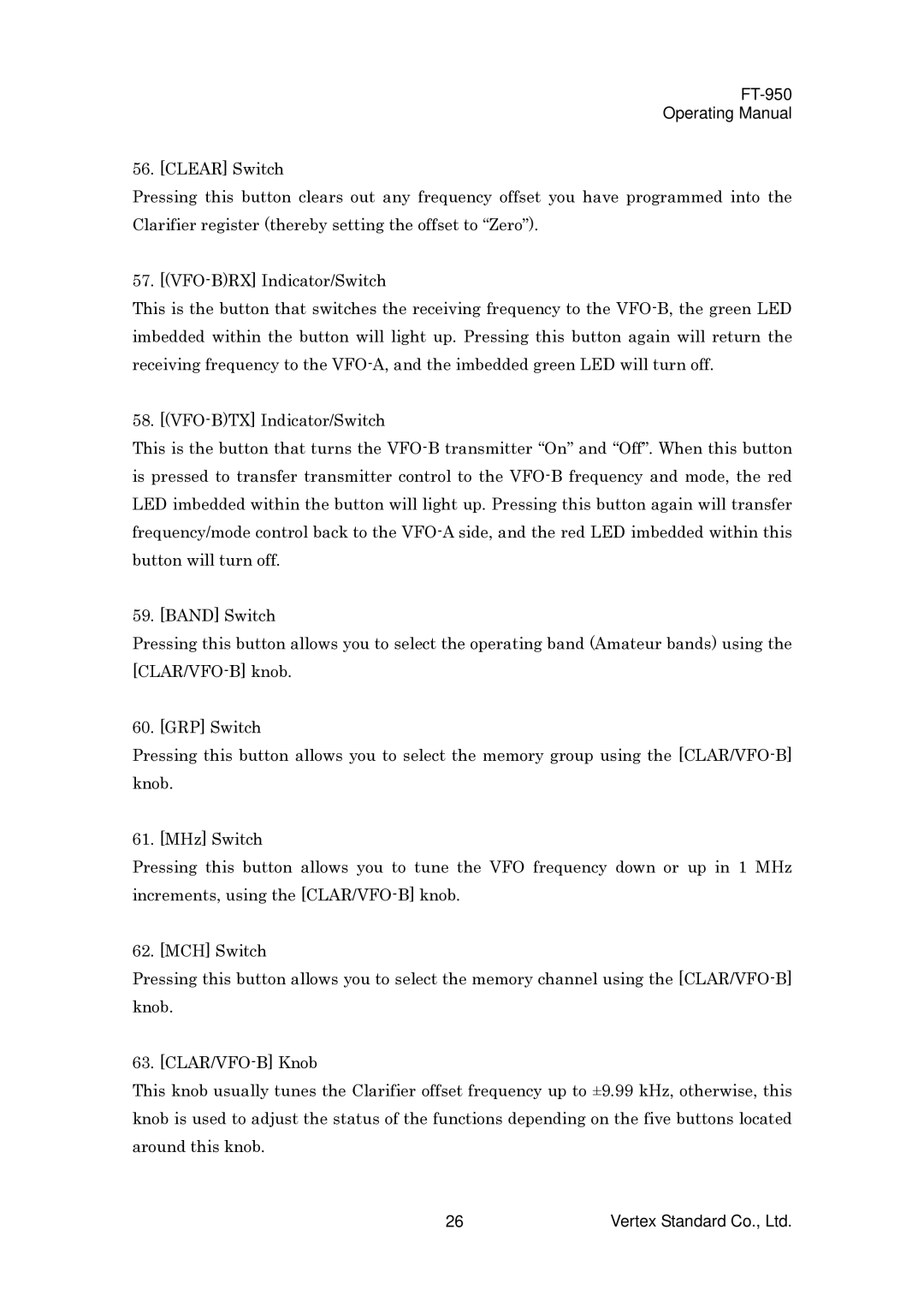 Vertex Standard manual FT-950 Operating Manual 