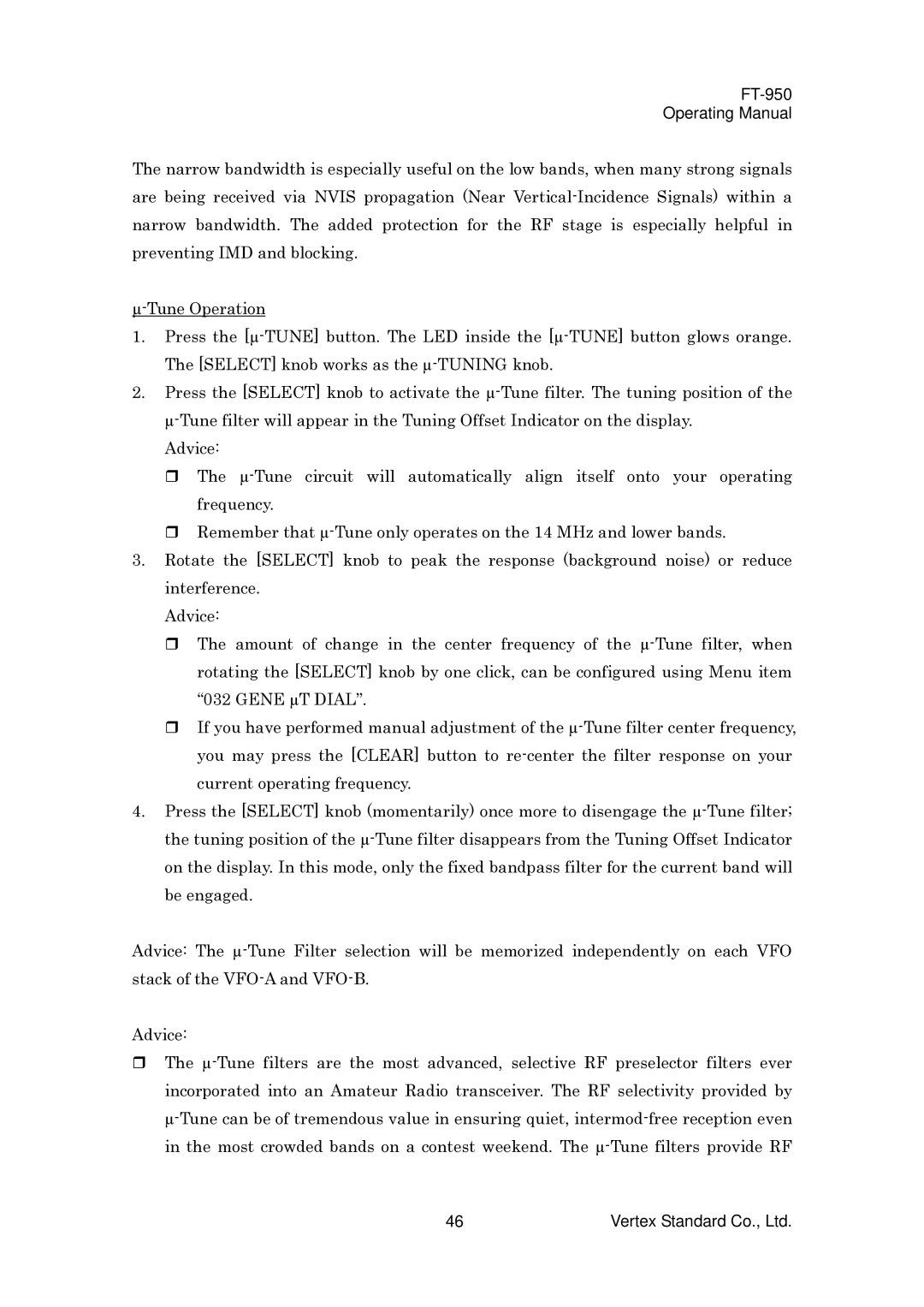 Vertex Standard manual FT-950 Operating Manual 