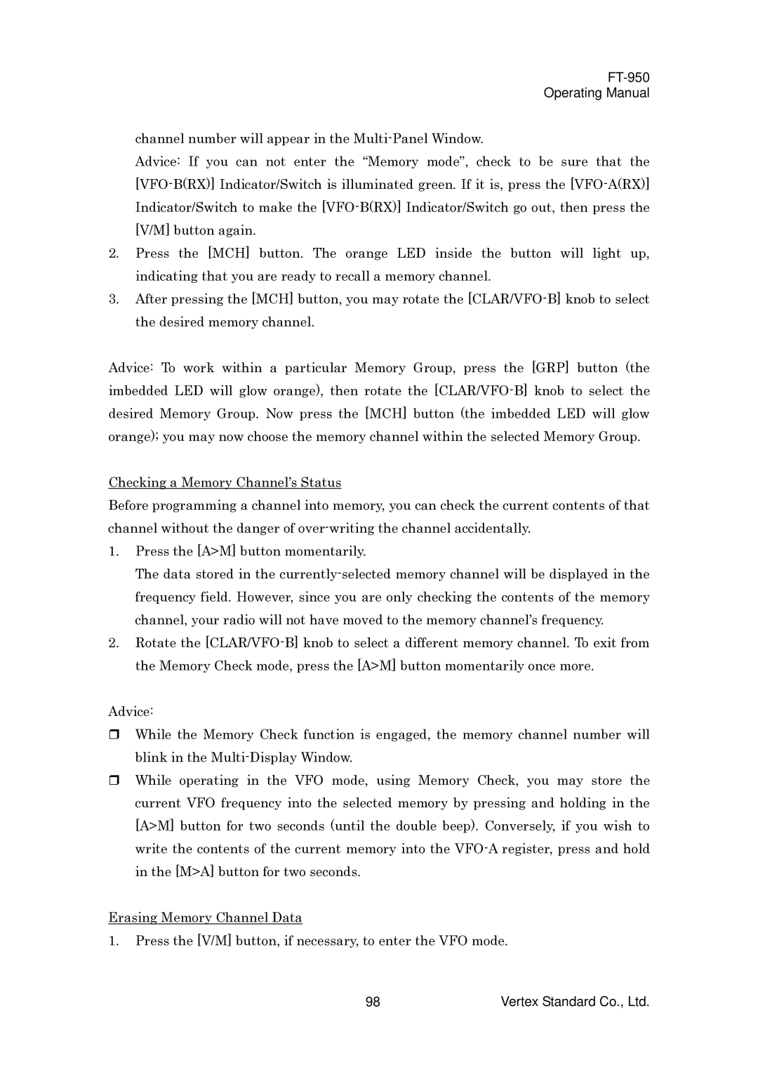 Vertex Standard manual FT-950 Operating Manual 