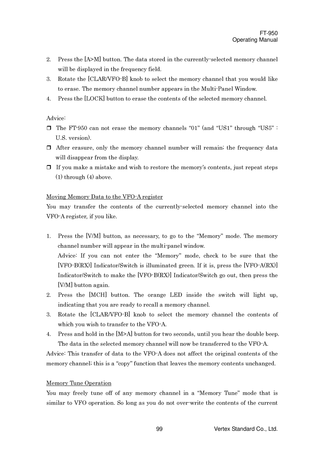 Vertex Standard manual FT-950 Operating Manual 
