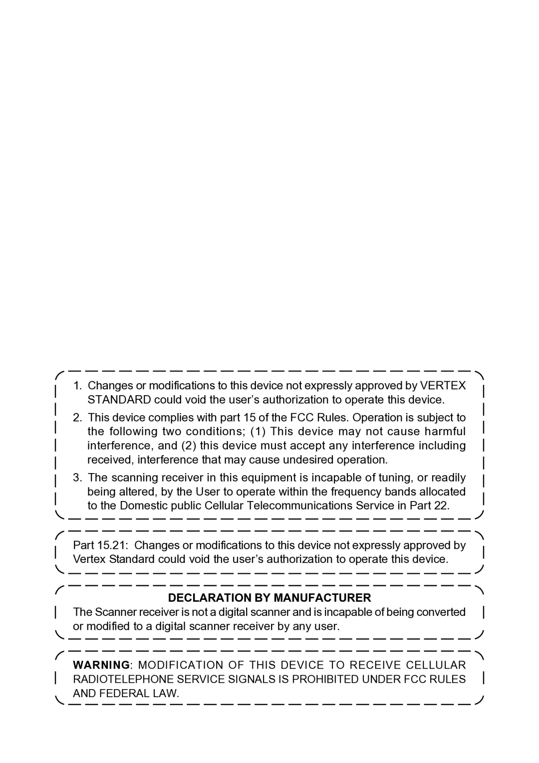 Vertex Standard FTM-10R manual Declaration by Manufacturer 