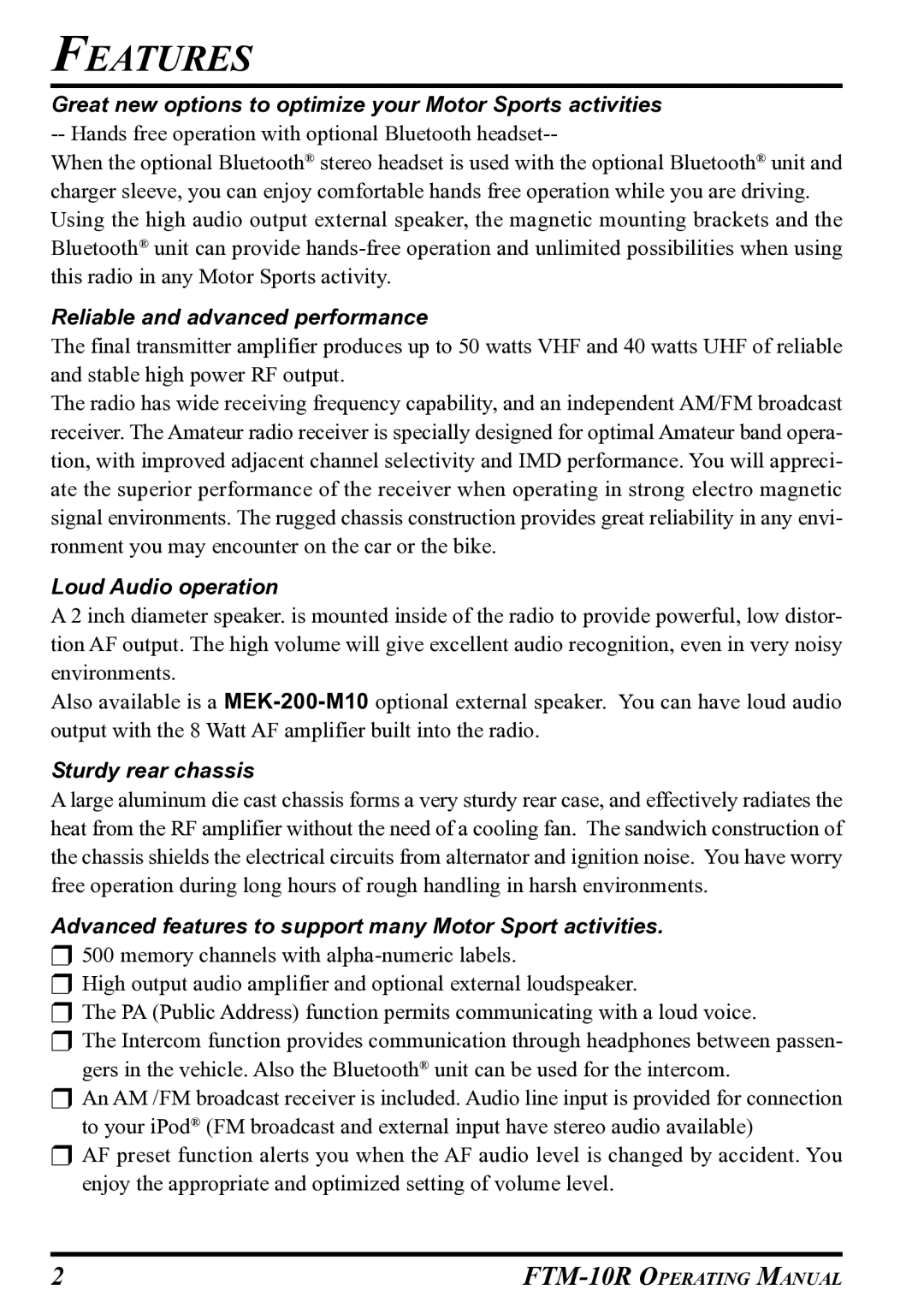 Vertex Standard FTM-10R manual Reliable and advanced performance 