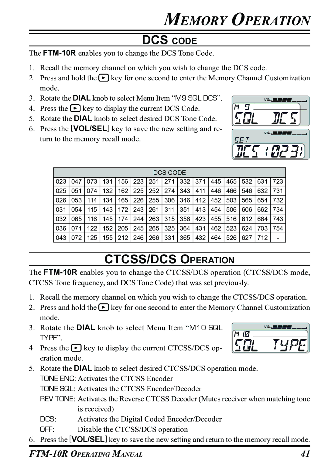 Vertex Standard FTM-10R manual DCS Code 