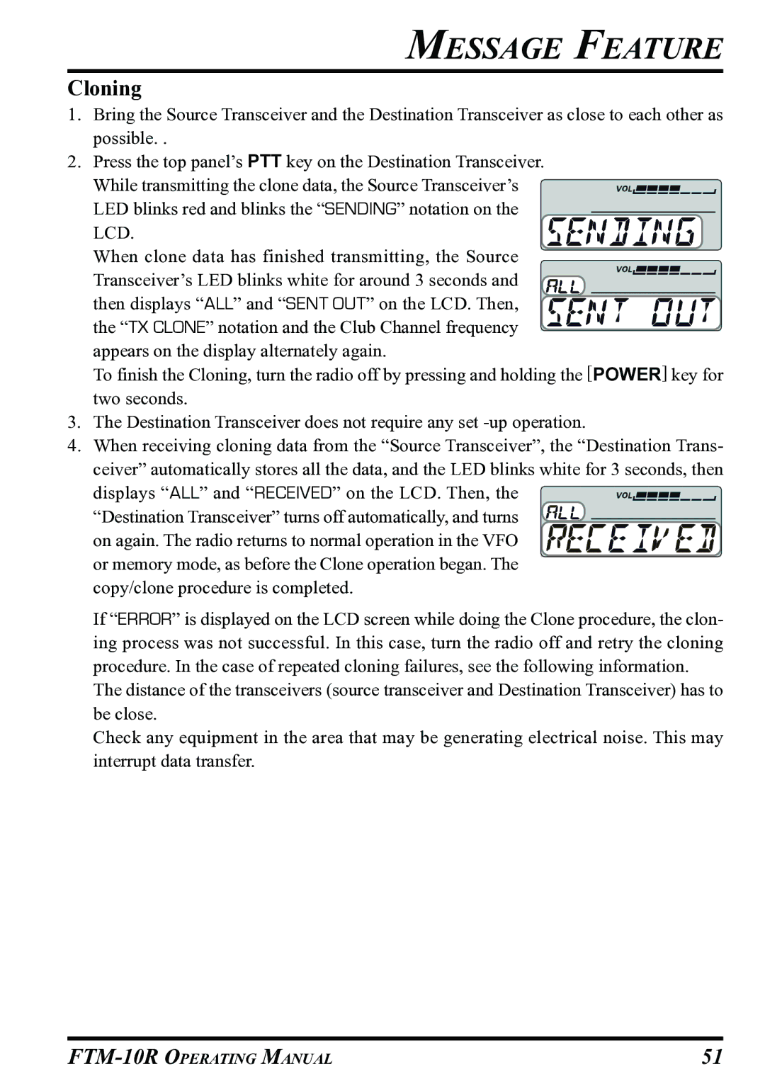 Vertex Standard FTM-10R manual Copy/clone procedure is completed 