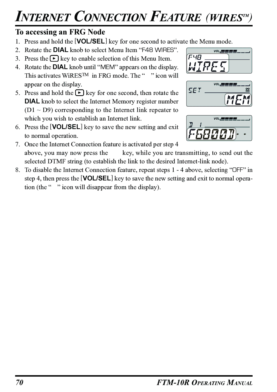 Vertex Standard FTM-10R manual To accessing an FRG Node 