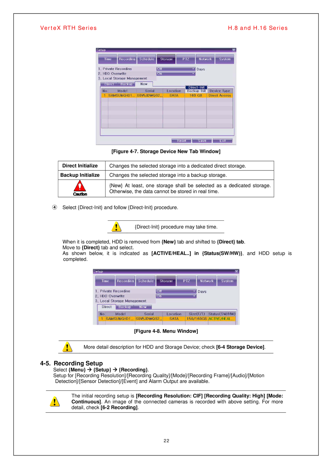 Vertex Standard H.16, H.8 manual Recording Setup, Select Menu Æ Setup Æ Recording 