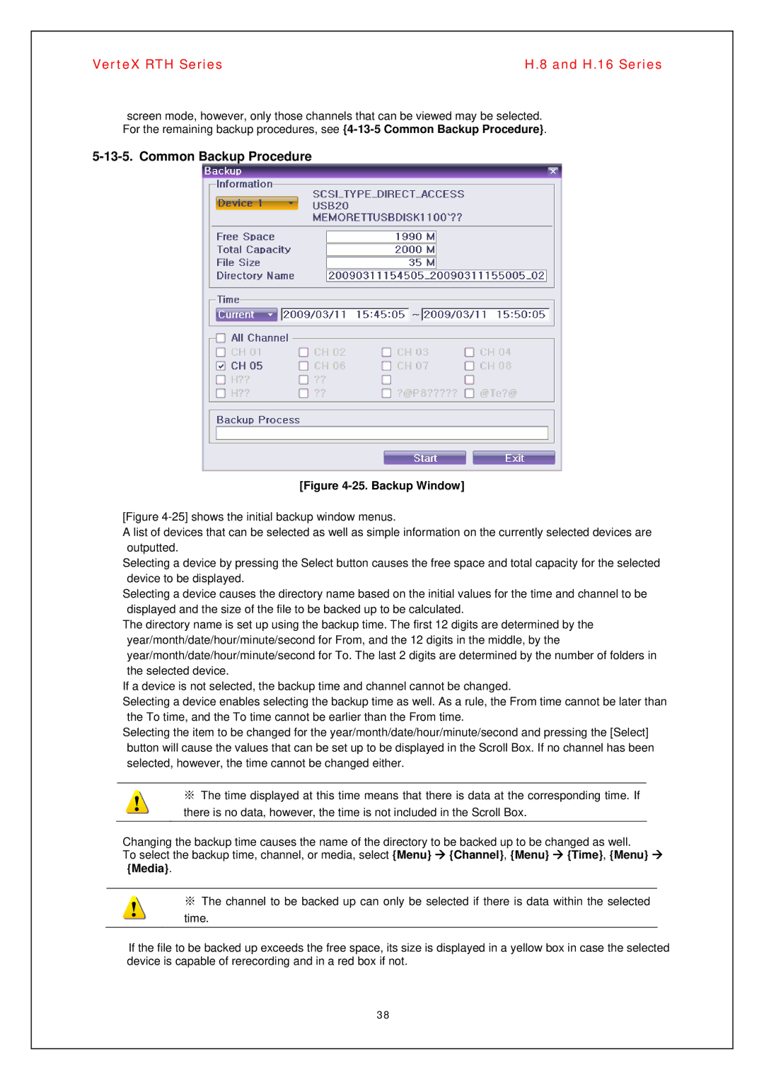 Vertex Standard H.16, H.8 manual Common Backup Procedure, Backup Window 