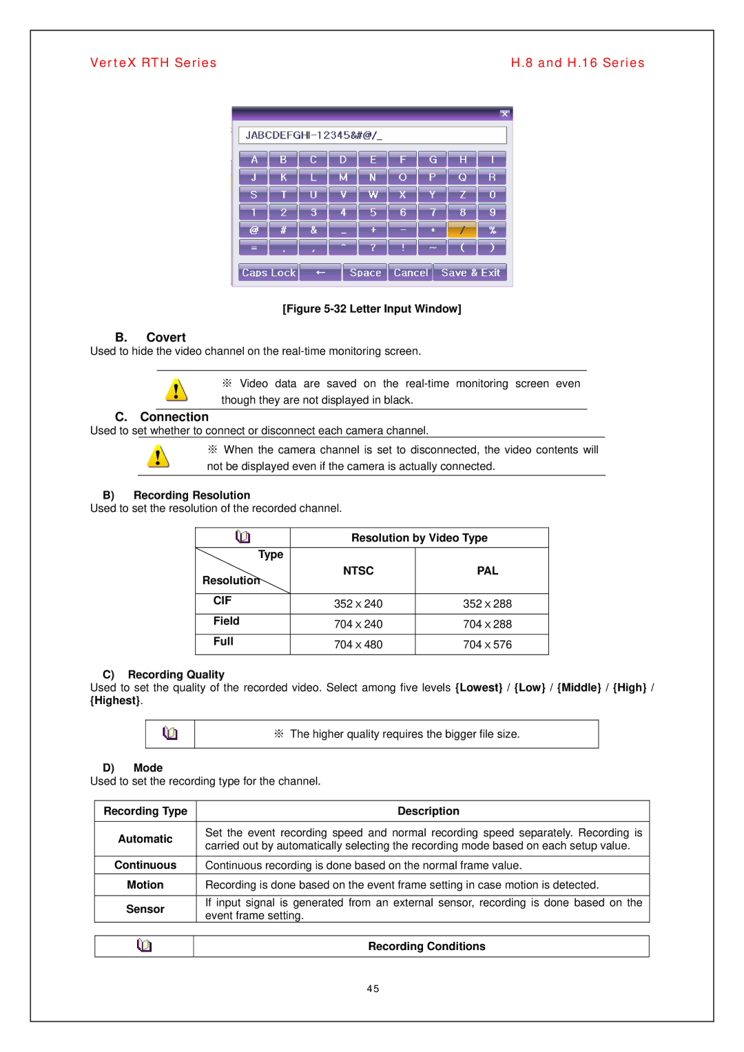 Vertex Standard H.8, H.16 manual Covert, Connection, Ntsc PAL CIF 