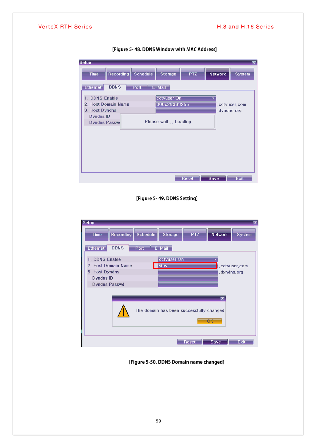 Vertex Standard H.8, H.16 manual Ddns Window with MAC Address 