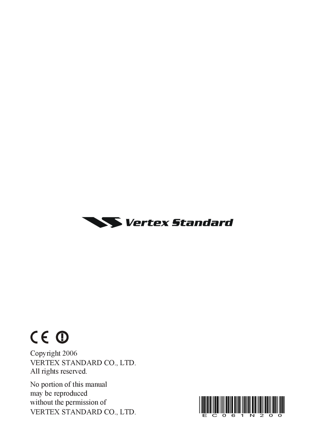 Vertex Standard VX-2100E manual 0 6 1 N 2 0 