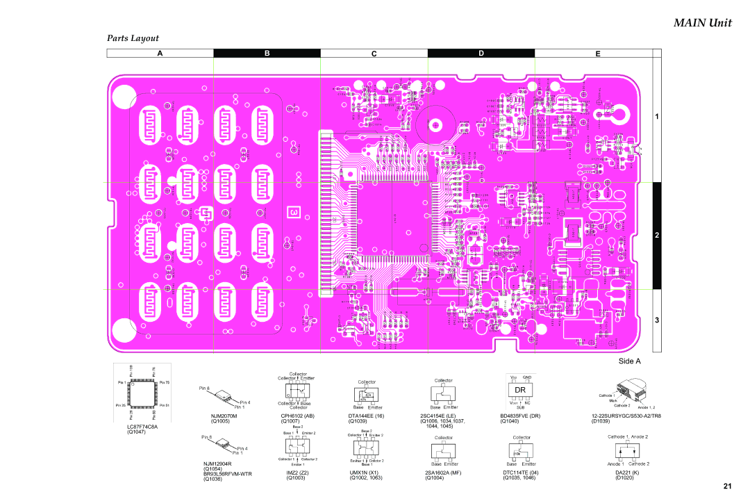 Vertex Standard VX-410 service manual Parts Layout, Side a 