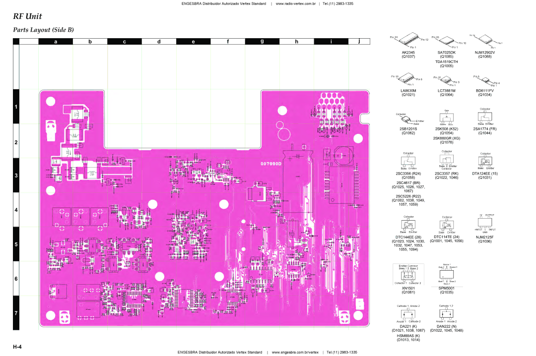 Vertex Standard VX-4200 service manual Parts Layout Side B 