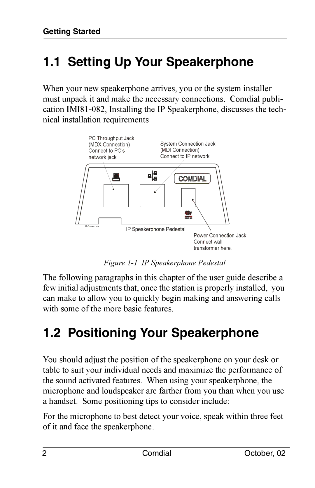 Vertical Communications 8012S manual Setting Up Your Speakerphone, Positioning Your Speakerphone 