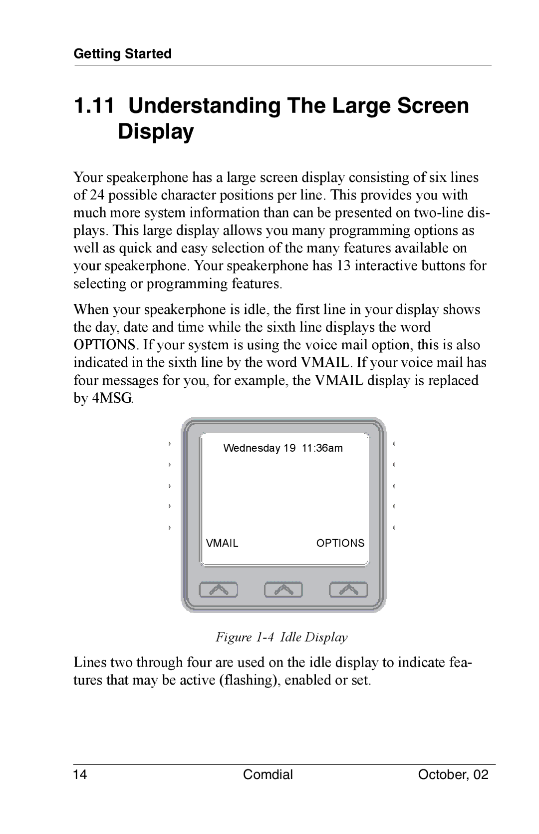 Vertical Communications 8012S manual Understanding The Large Screen Display, Idle Display 