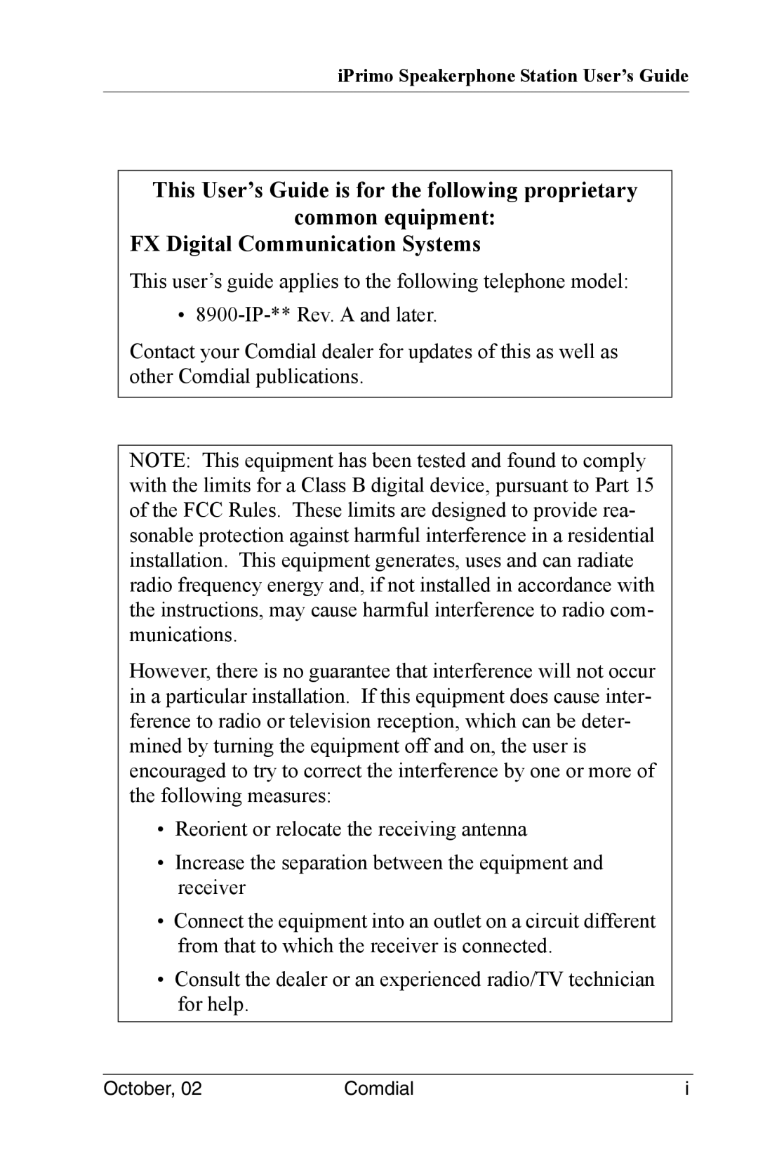 Vertical Communications 8012S manual IPrimo Speakerphone Station User’s Guide 