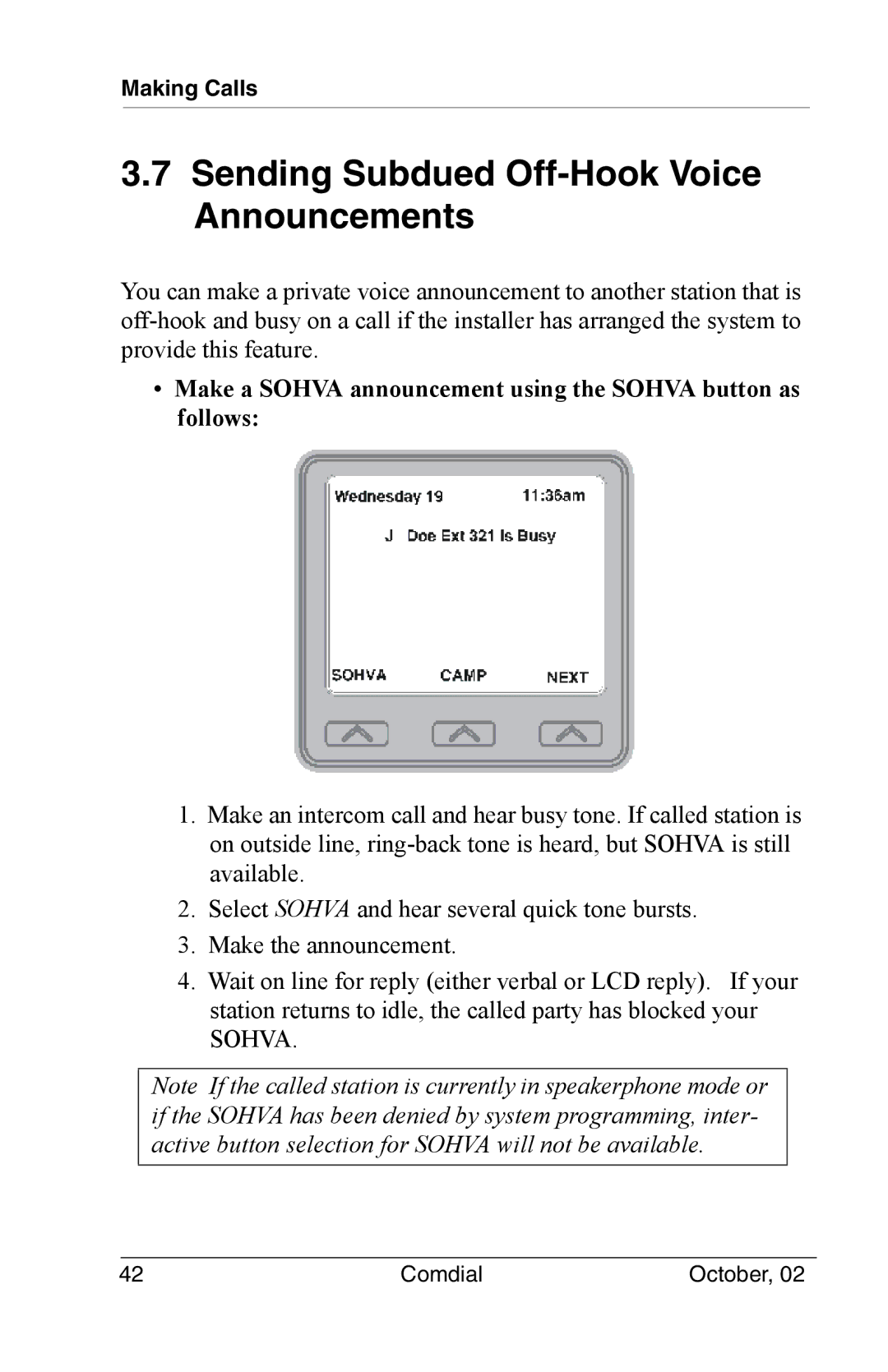 Vertical Communications 8012S manual Sending Subdued Off-Hook Voice Announcements 