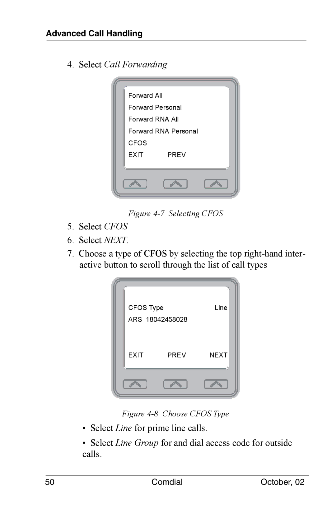 Vertical Communications 8012S manual Selecting Cfos 