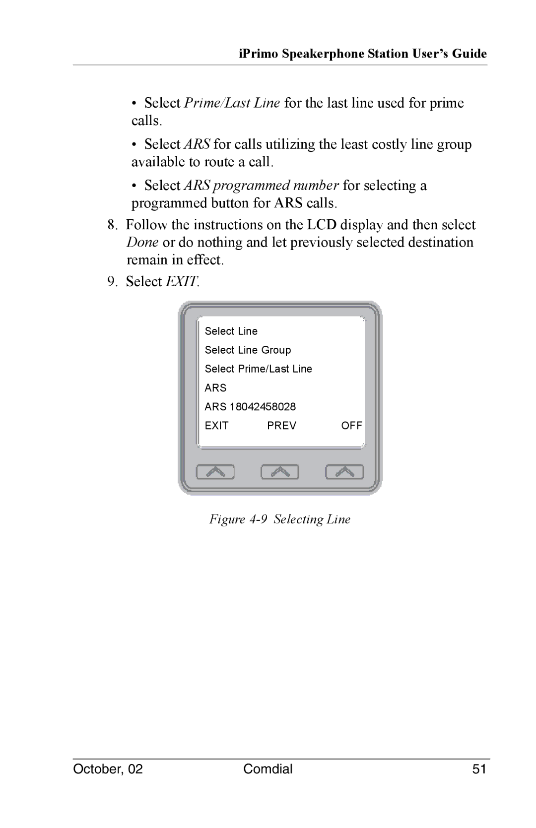 Vertical Communications 8012S manual Selecting Line 