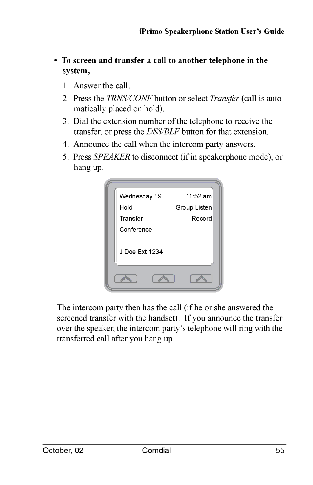 Vertical Communications 8012S manual IPrimo Speakerphone Station User’s Guide 