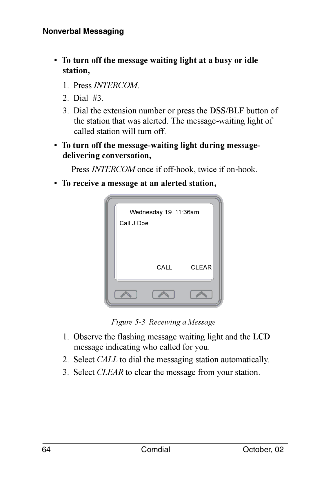 Vertical Communications 8012S manual To receive a message at an alerted station, Receiving a Message 