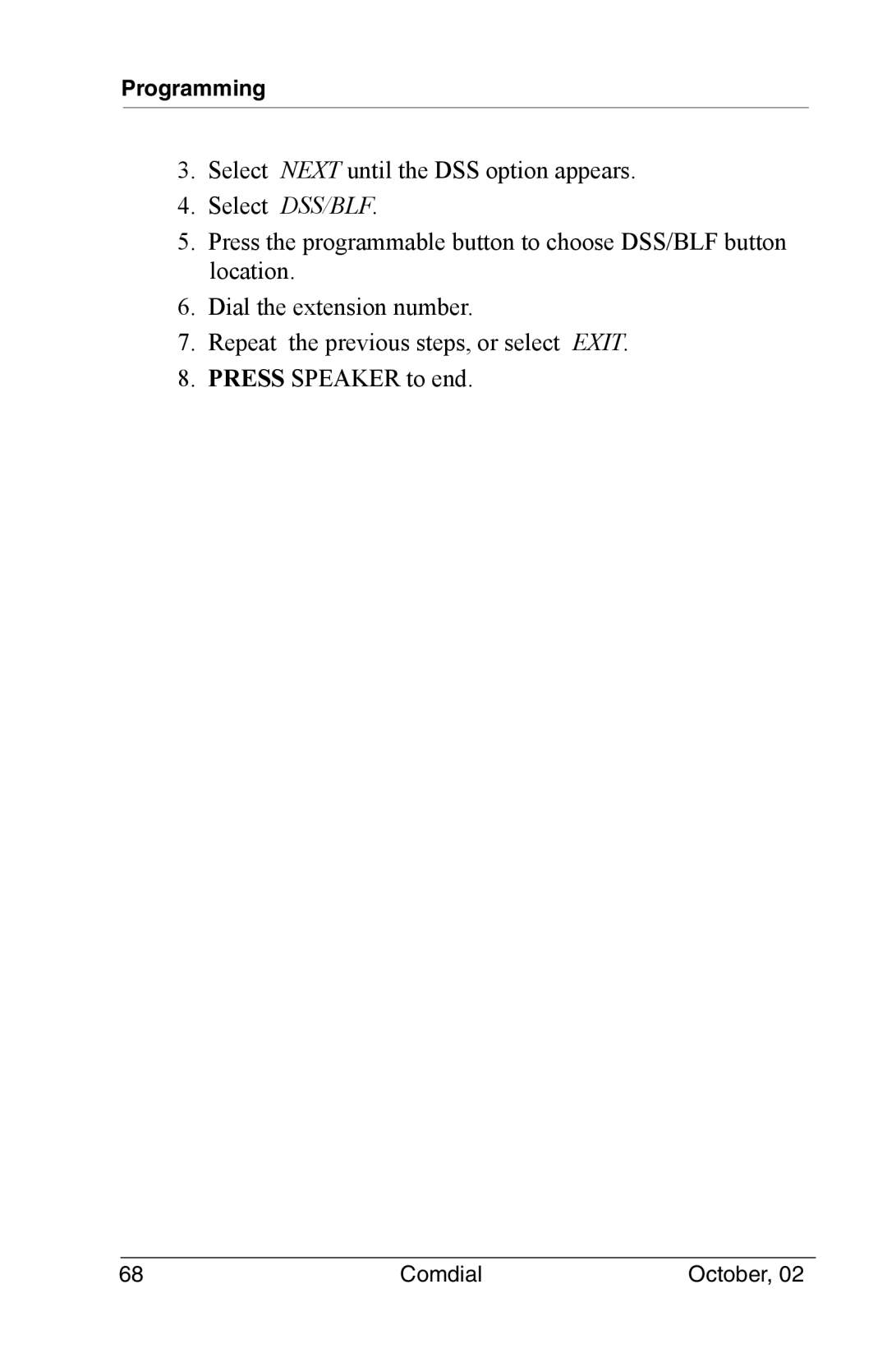 Vertical Communications 8012S manual Programming 