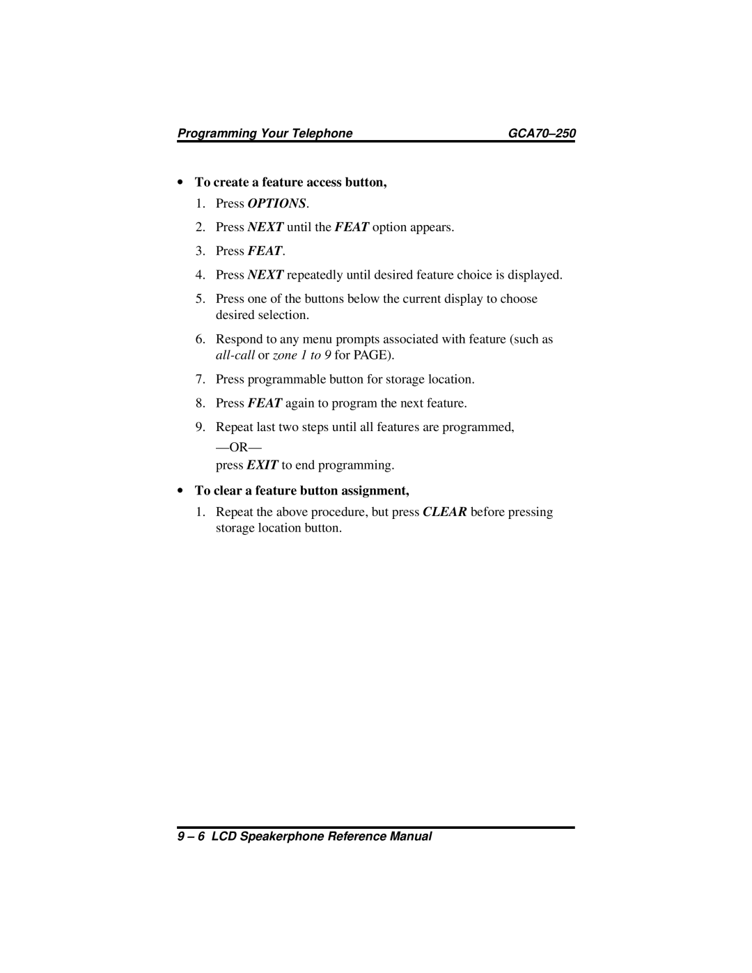 Vertical Communications 8324S, 8312S, 8324F manual To create a feature access button, To clear a feature button assignment 