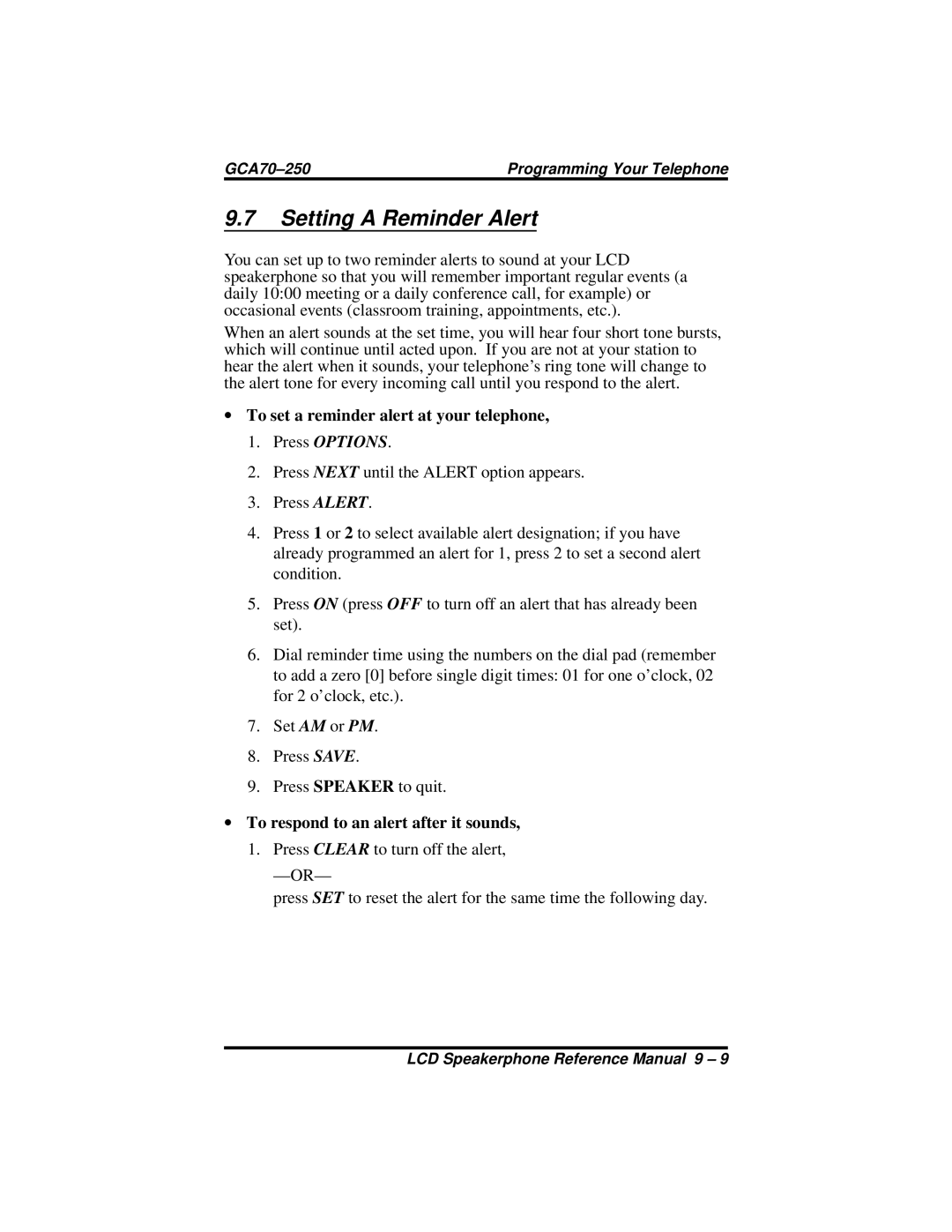 Vertical Communications 8324S, 8312S, 8324F manual Setting a Reminder Alert, To set a reminder alert at your telephone 