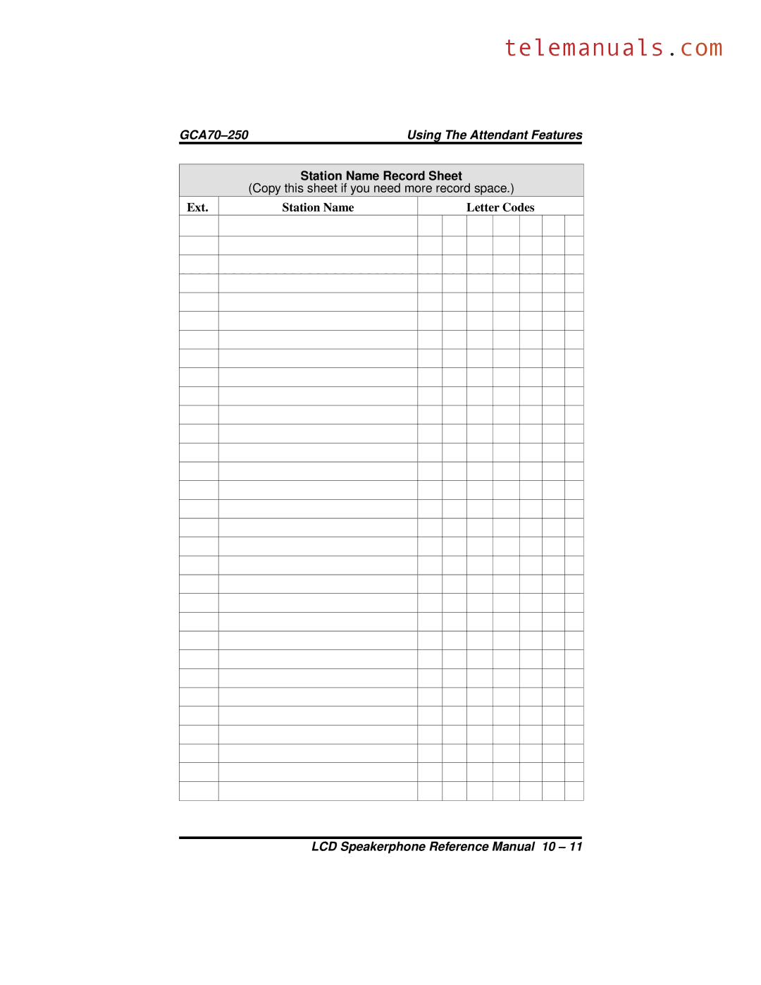 Vertical Communications 8324S, 8312S, 8324F manual Station Name Record Sheet 