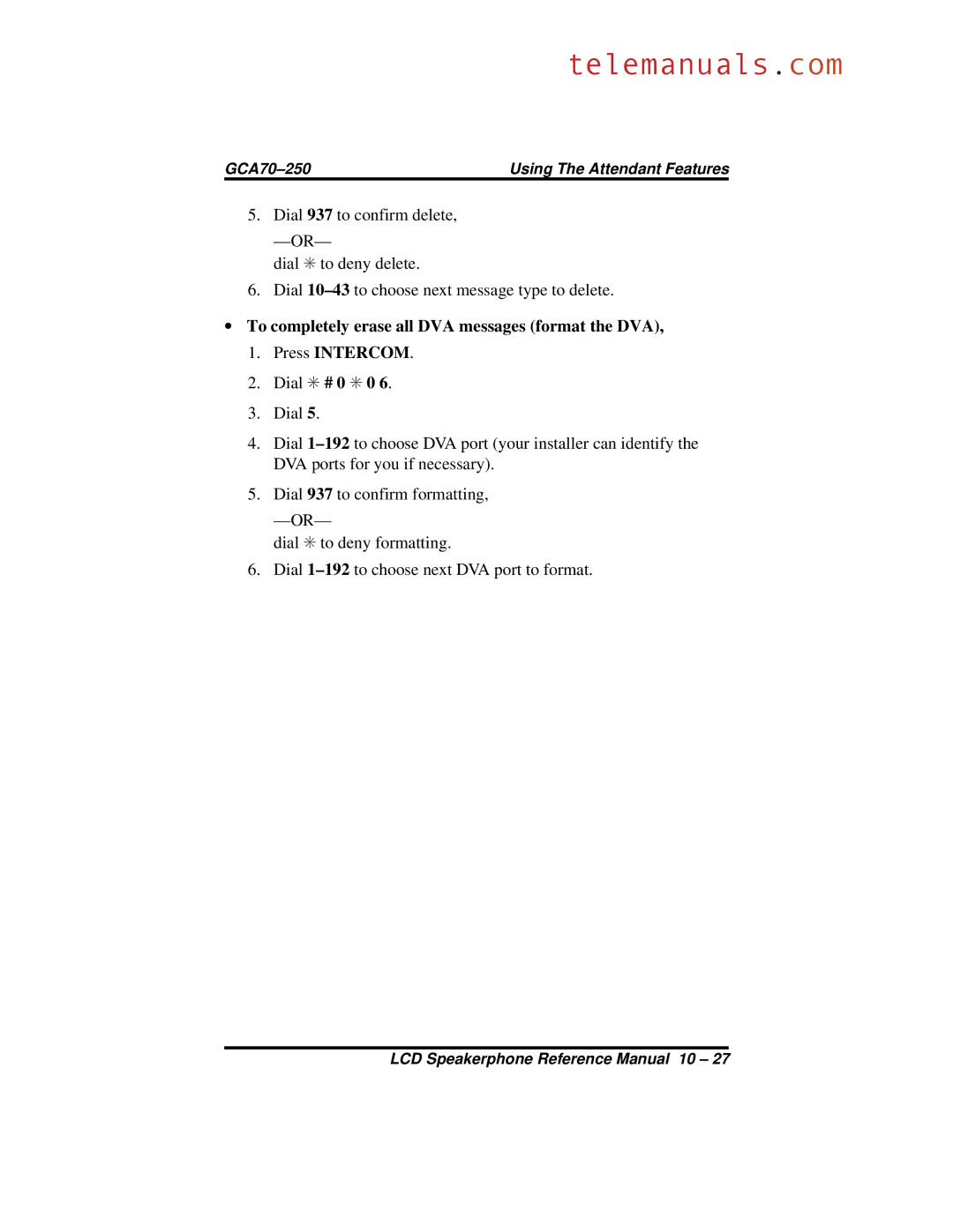 Vertical Communications 8324F, 8312S, 8324S manual GCA70-250 Using The Attendant Features 