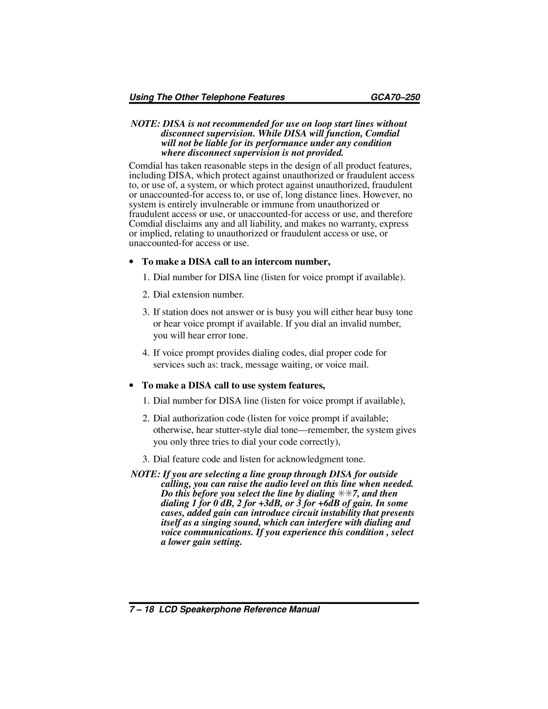 Vertical Communications 8324F, 8312S To make a Disa call to an intercom number, To make a Disa call to use system features 