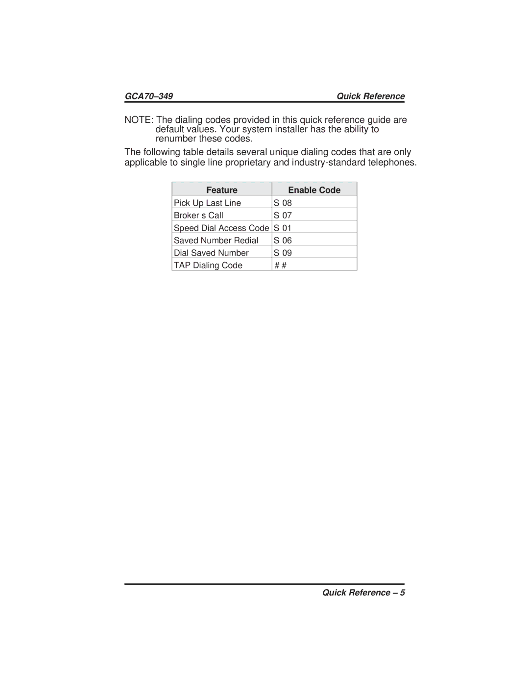 Vertical Communications 8412F, 8412S manual Feature Enable Code 