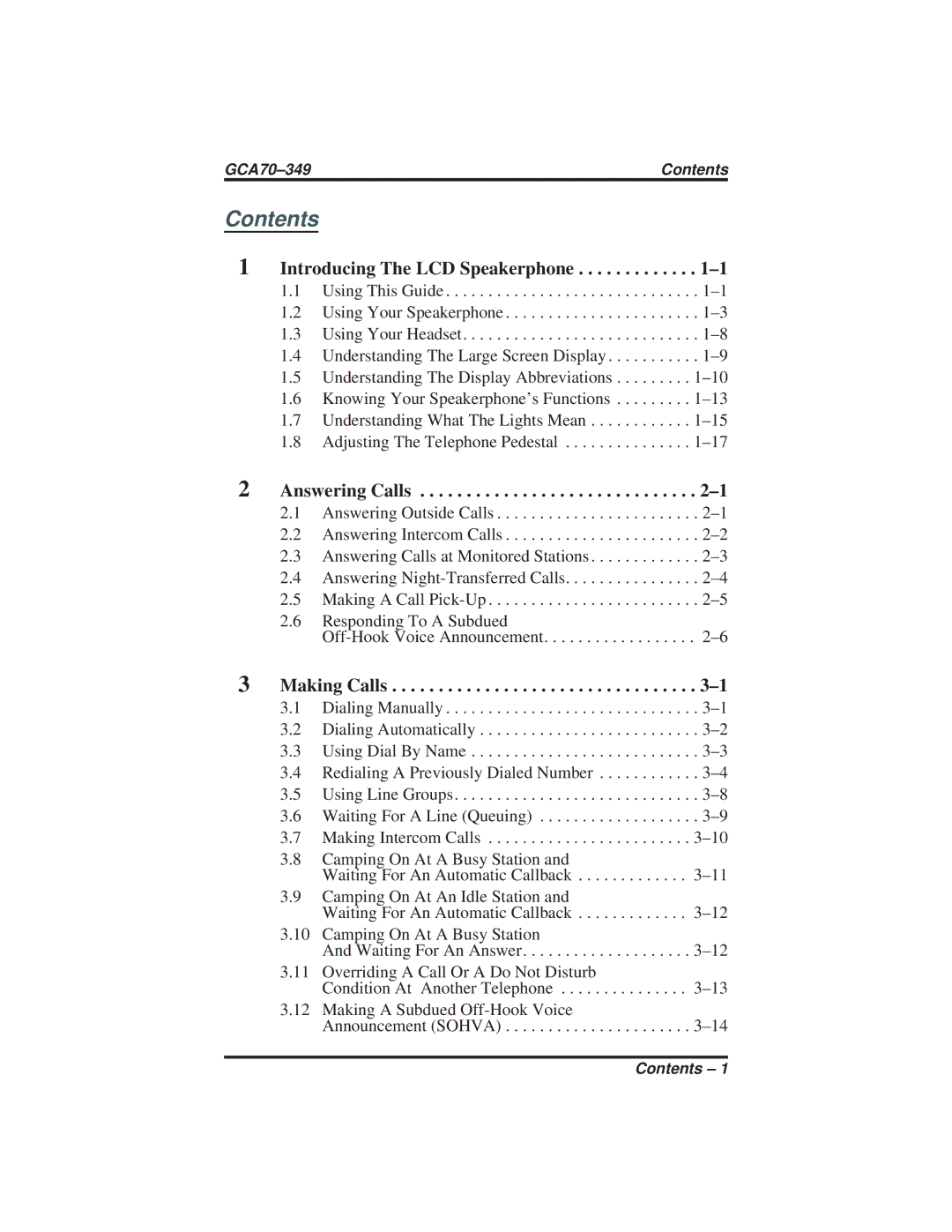 Vertical Communications 8412F, 8412S manual Contents 