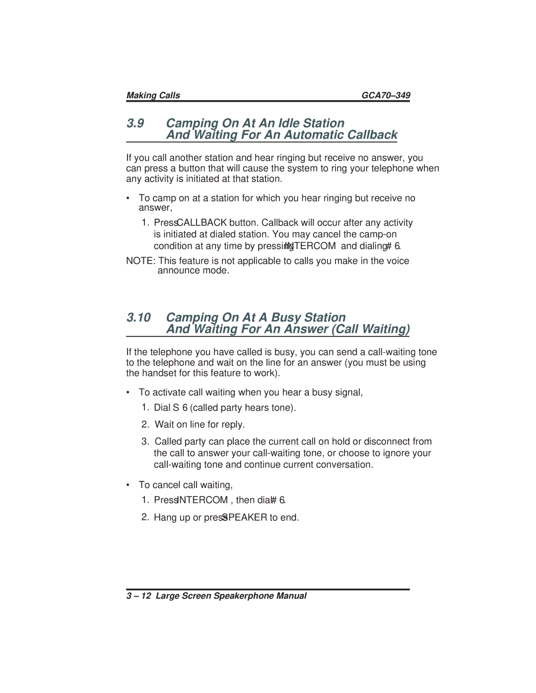 Vertical Communications 8412S, 8412F manual Making Calls GCA70-349 