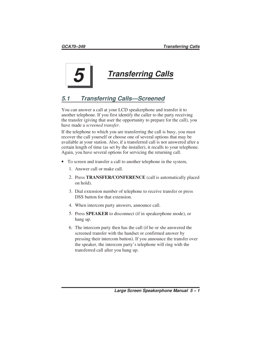 Vertical Communications 8412F, 8412S manual Transferring Calls-Screened 