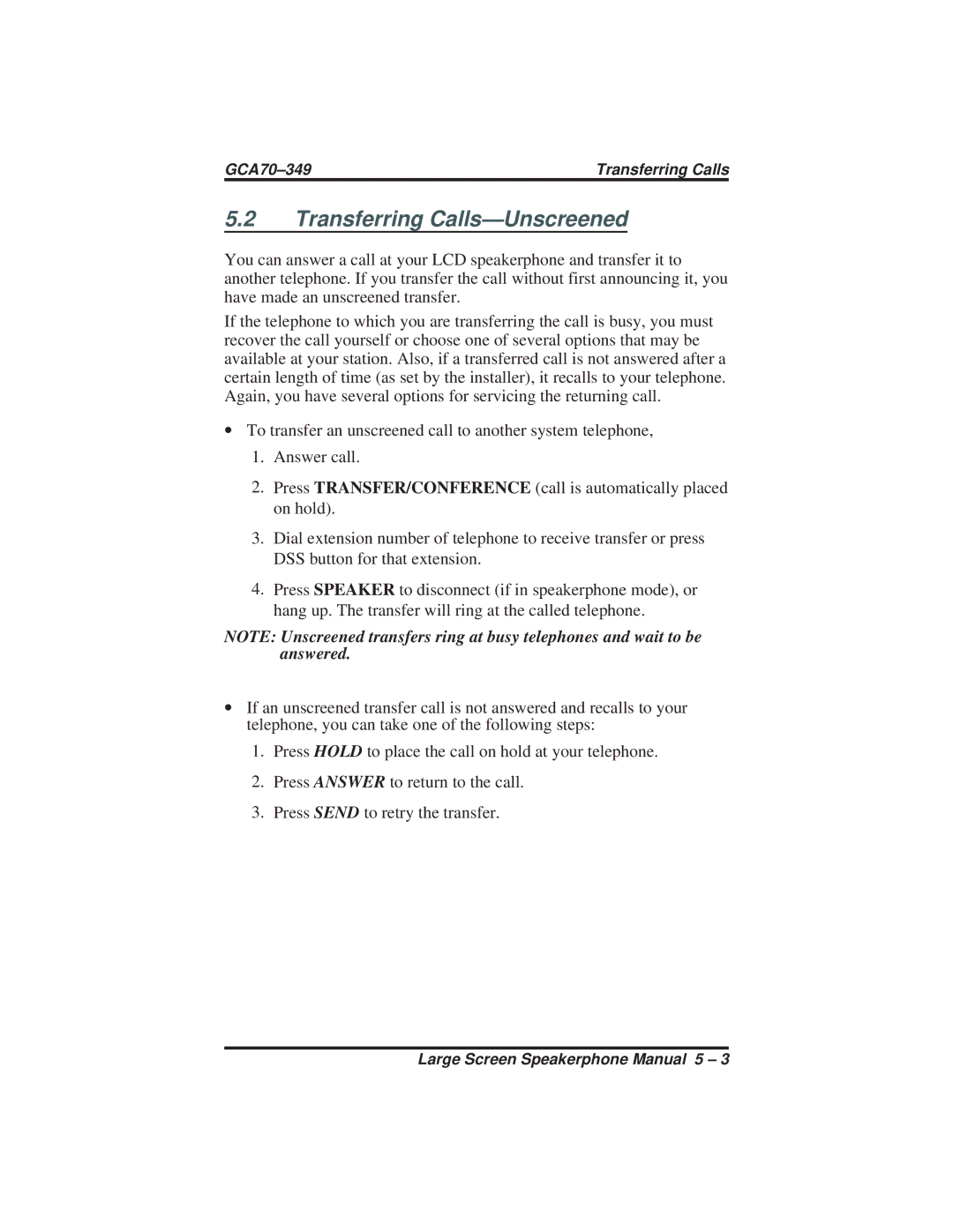 Vertical Communications 8412F, 8412S manual Transferring Calls-Unscreened 