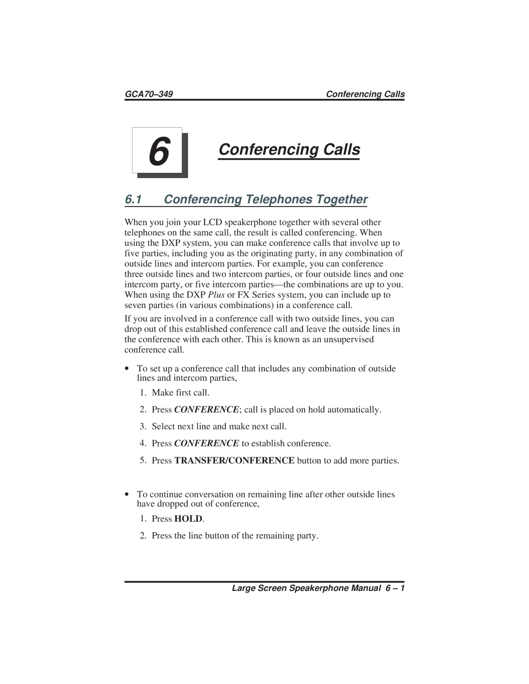 Vertical Communications 8412F, 8412S manual Conferencing Calls, Conferencing Telephones Together 