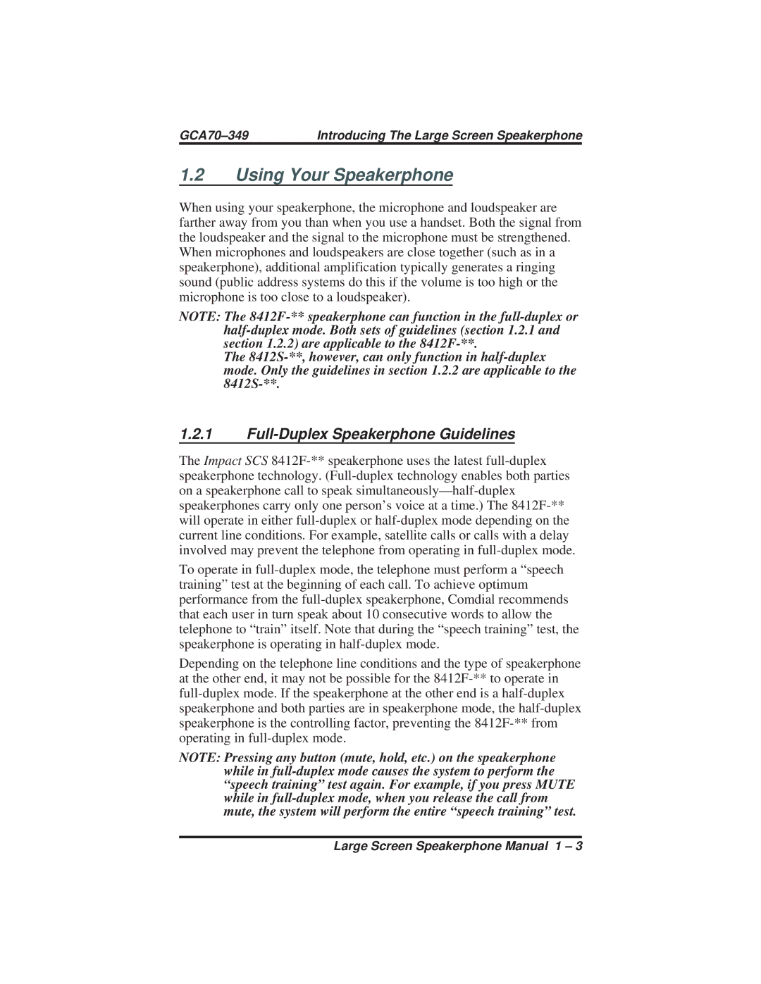 Vertical Communications 8412F, 8412S manual Using Your Speakerphone, Full-Duplex Speakerphone Guidelines 