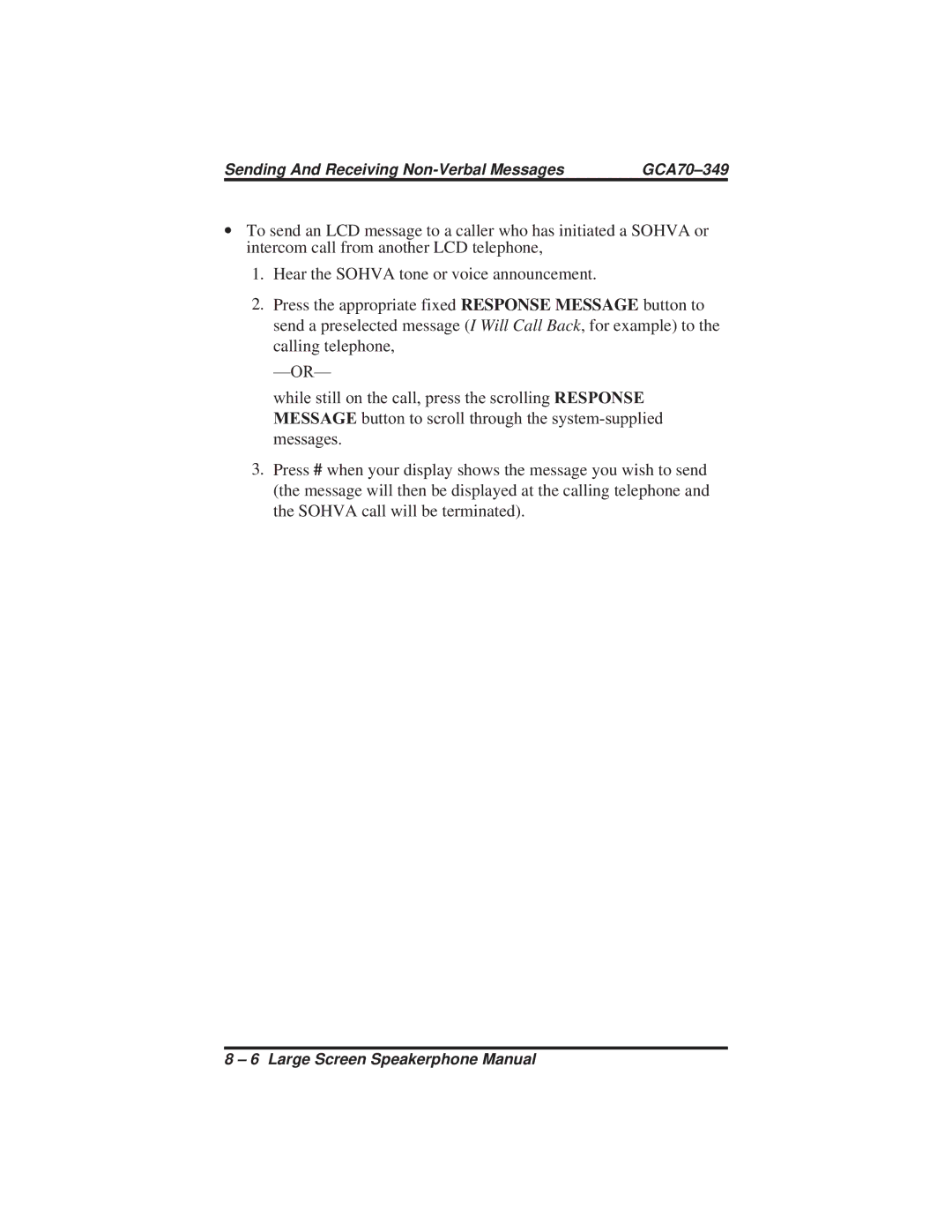 Vertical Communications 8412S, 8412F manual Sending And Receiving Non-Verbal Messages GCA70-349 