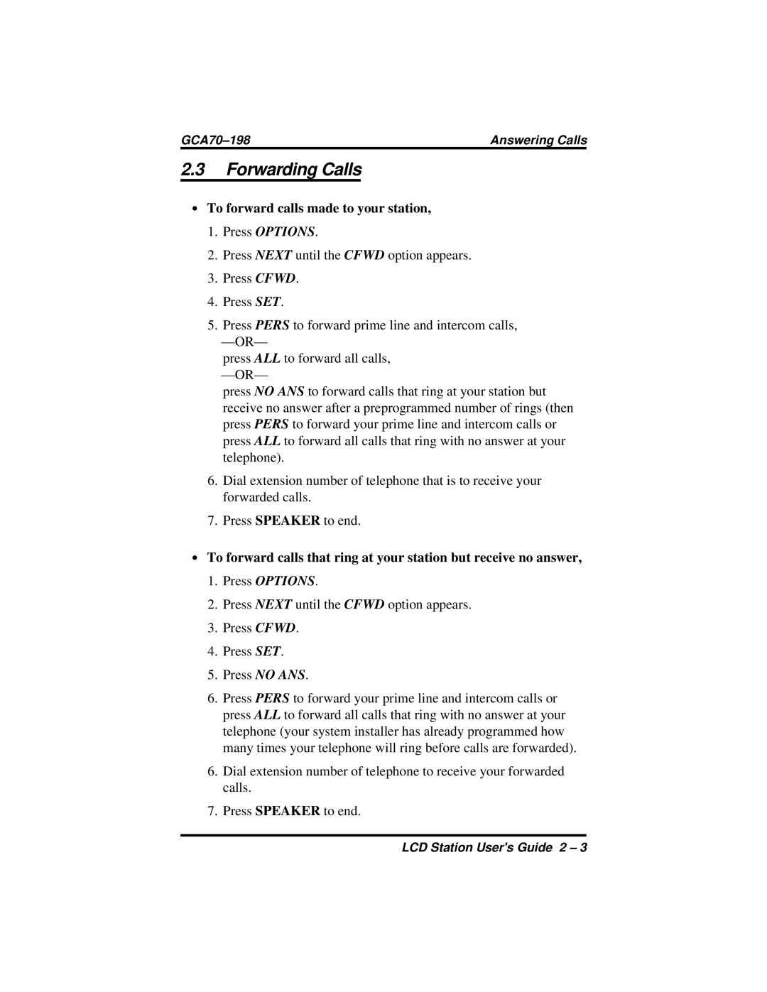 Vertical Communications and FX Series manual Forwarding Calls, ∙ To forward calls made to your station 