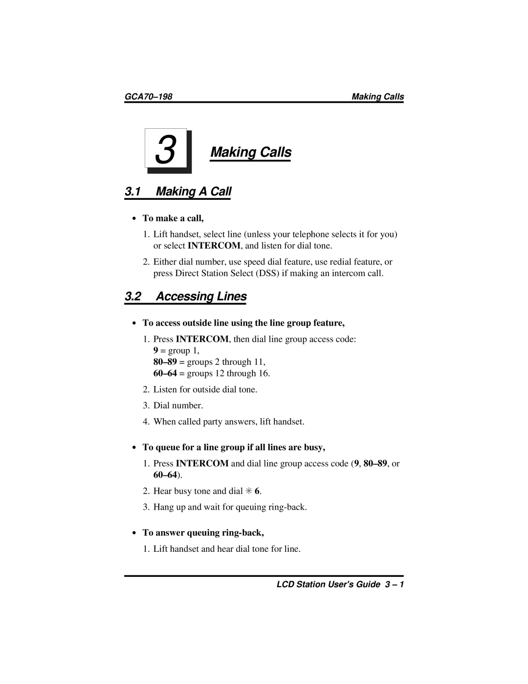 Vertical Communications and FX Series manual Making a Call, Accessing Lines 