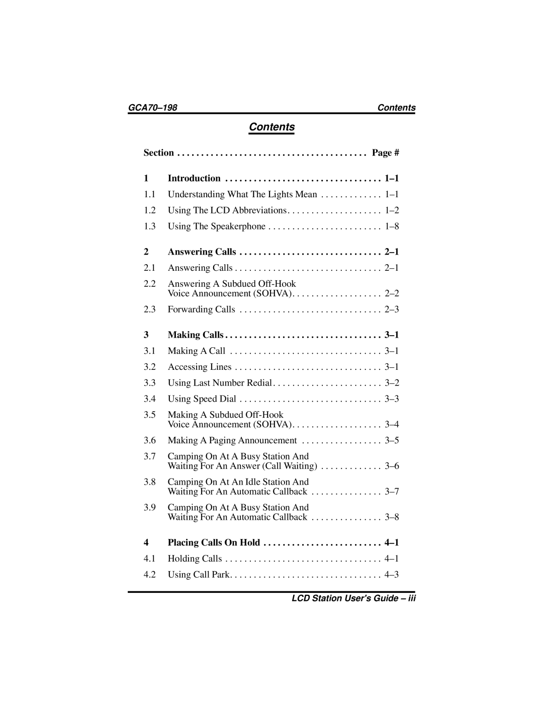 Vertical Communications and FX Series manual Contents 