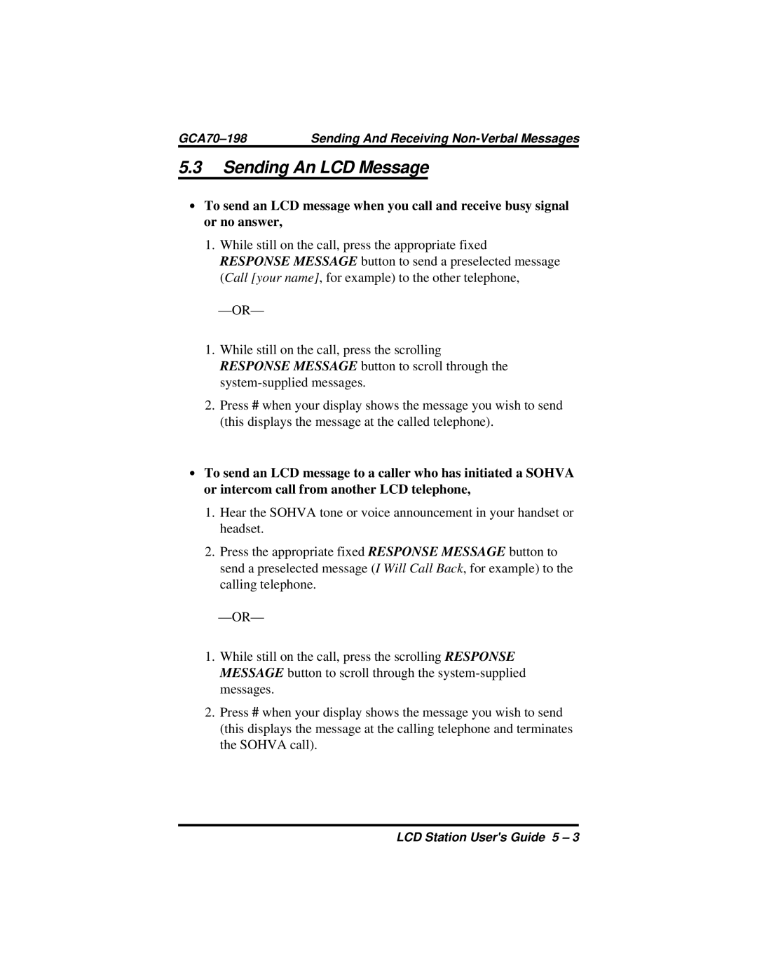 Vertical Communications and FX Series manual Sending An LCD Message 