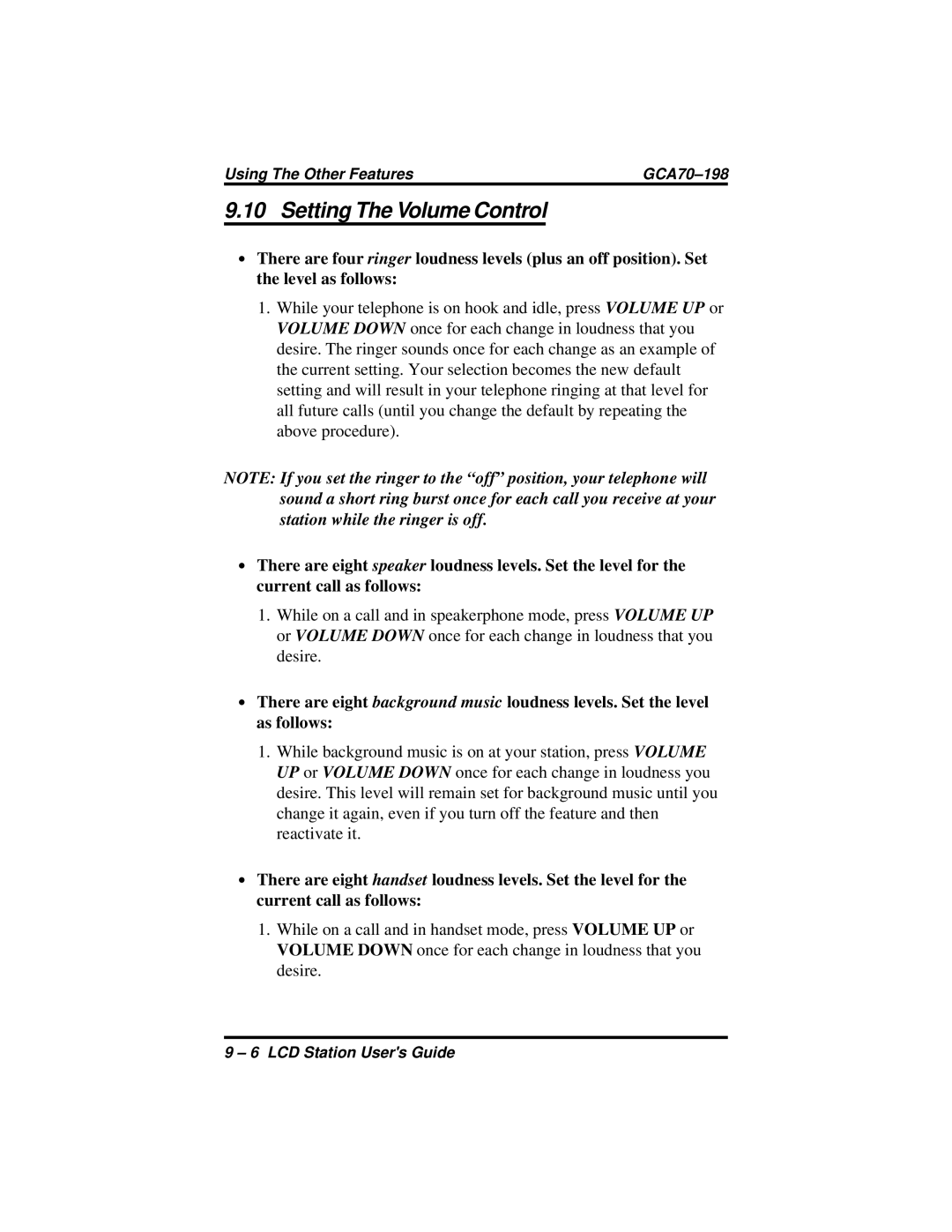 Vertical Communications and FX Series manual Setting The Volume Control 