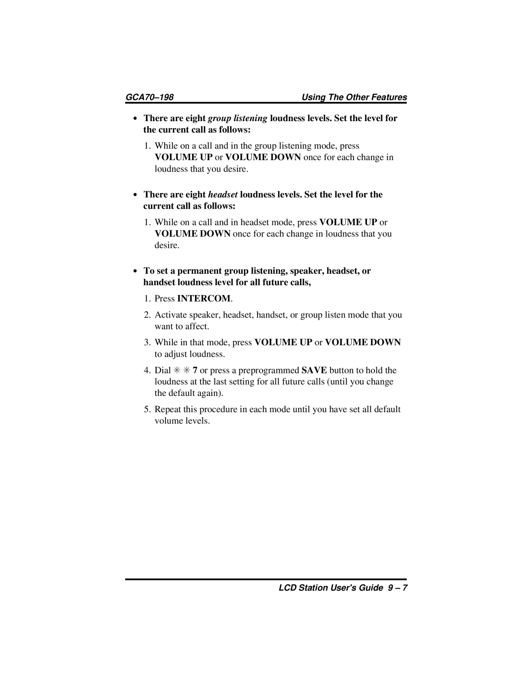 Vertical Communications and FX Series manual GCA70-198 Using The Other Features 