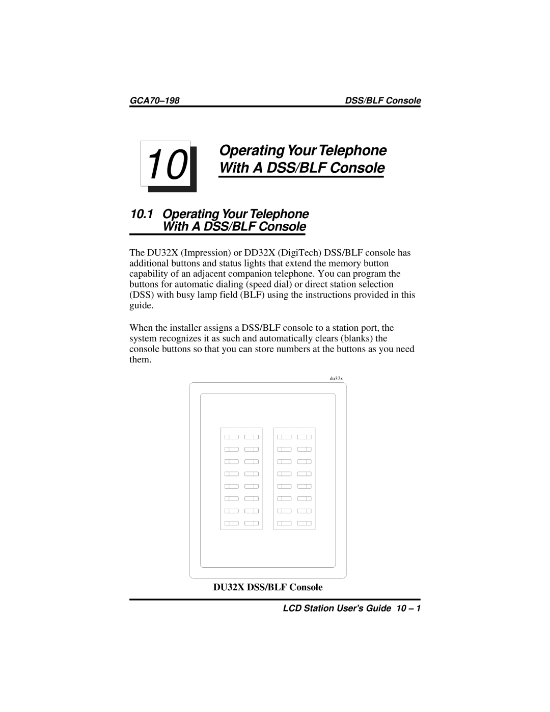 Vertical Communications and FX Series manual Operating Your Telephone, DU32X DSS/BLF Console 