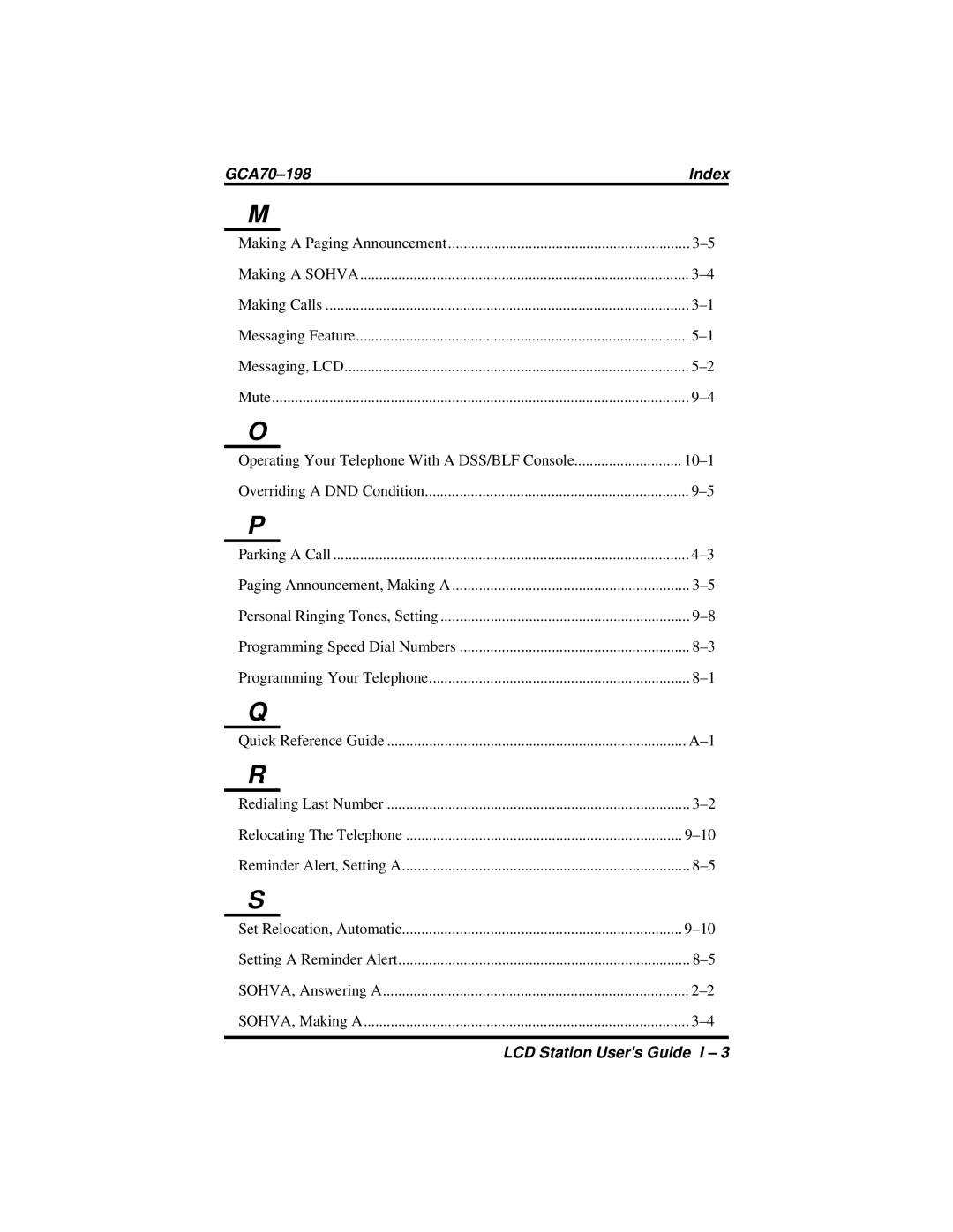 Vertical Communications and FX Series manual GCA70-198Index 