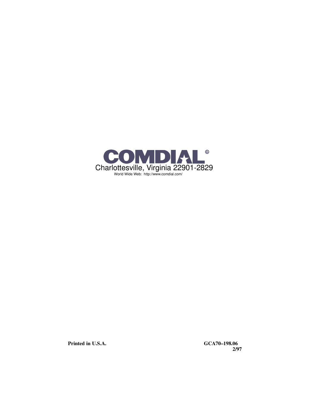 Vertical Communications and FX Series manual Charlottesville, Virginia 