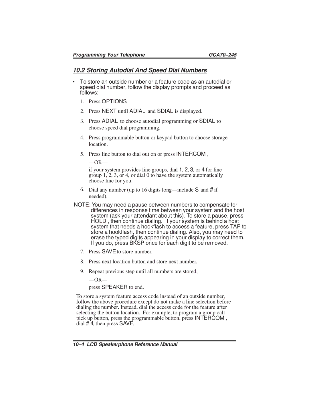 Vertical Communications DSU and DSU II manual Storing Autodial And Speed Dial Numbers 